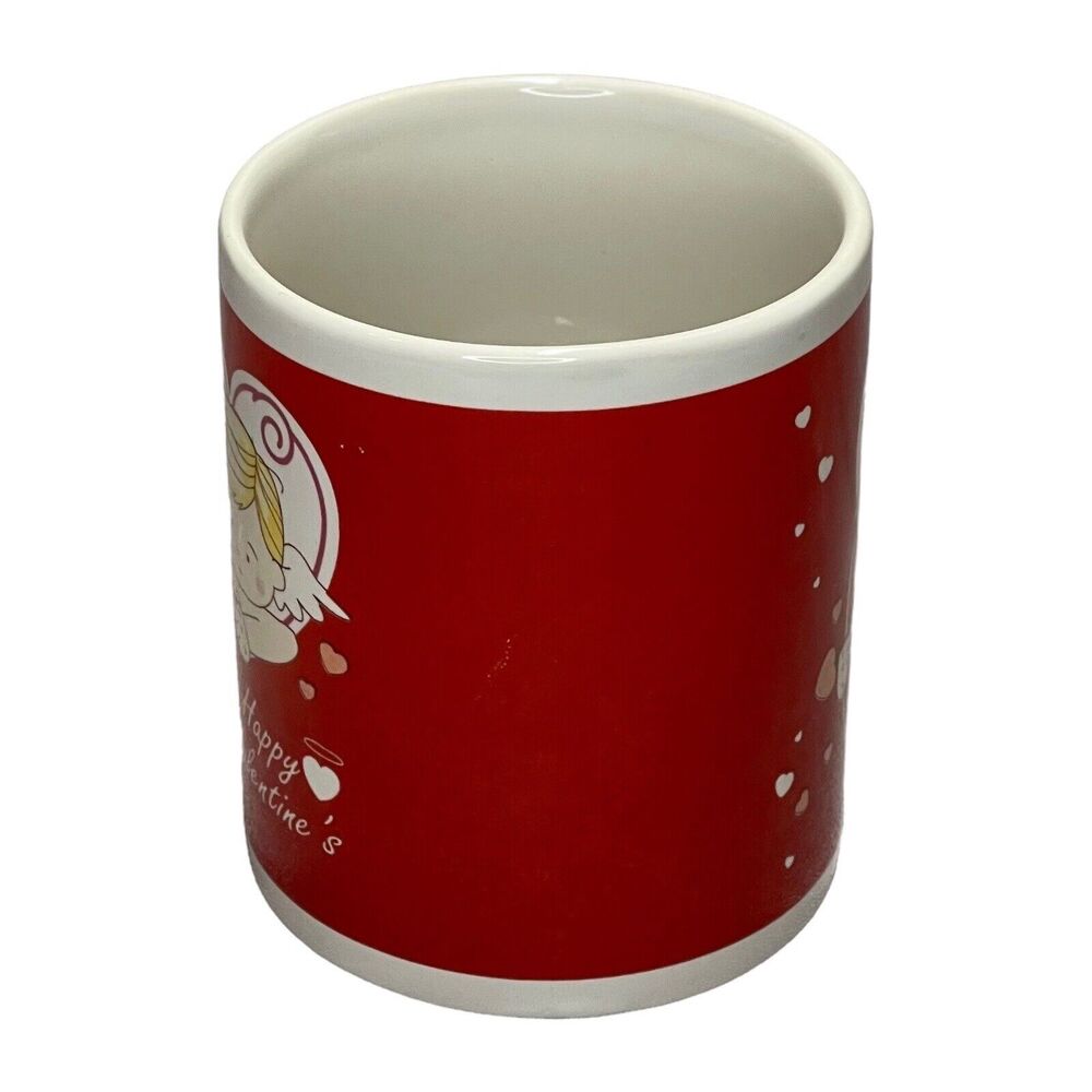 Just For You Coffee Mug Hearts Love Valentine’s Day Red White Cupid - Picture 2 of 6